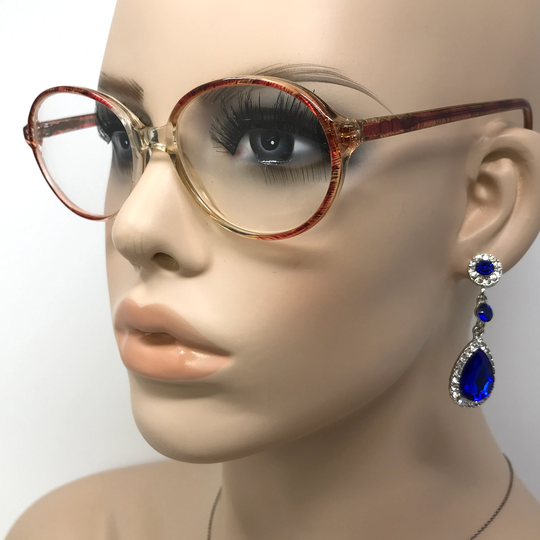 Vintage Dunelm Eyeglasses Glasses Frame Red Clear Oval Used Eyeglass Frames Retro