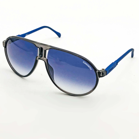 Carrera Champion Sunglasses. Vintage Black Acrylic & Blue Rubber D2N08 Frames. Retro 1970S Aviator Style Unisex 20Th Century Fashion Eyewear