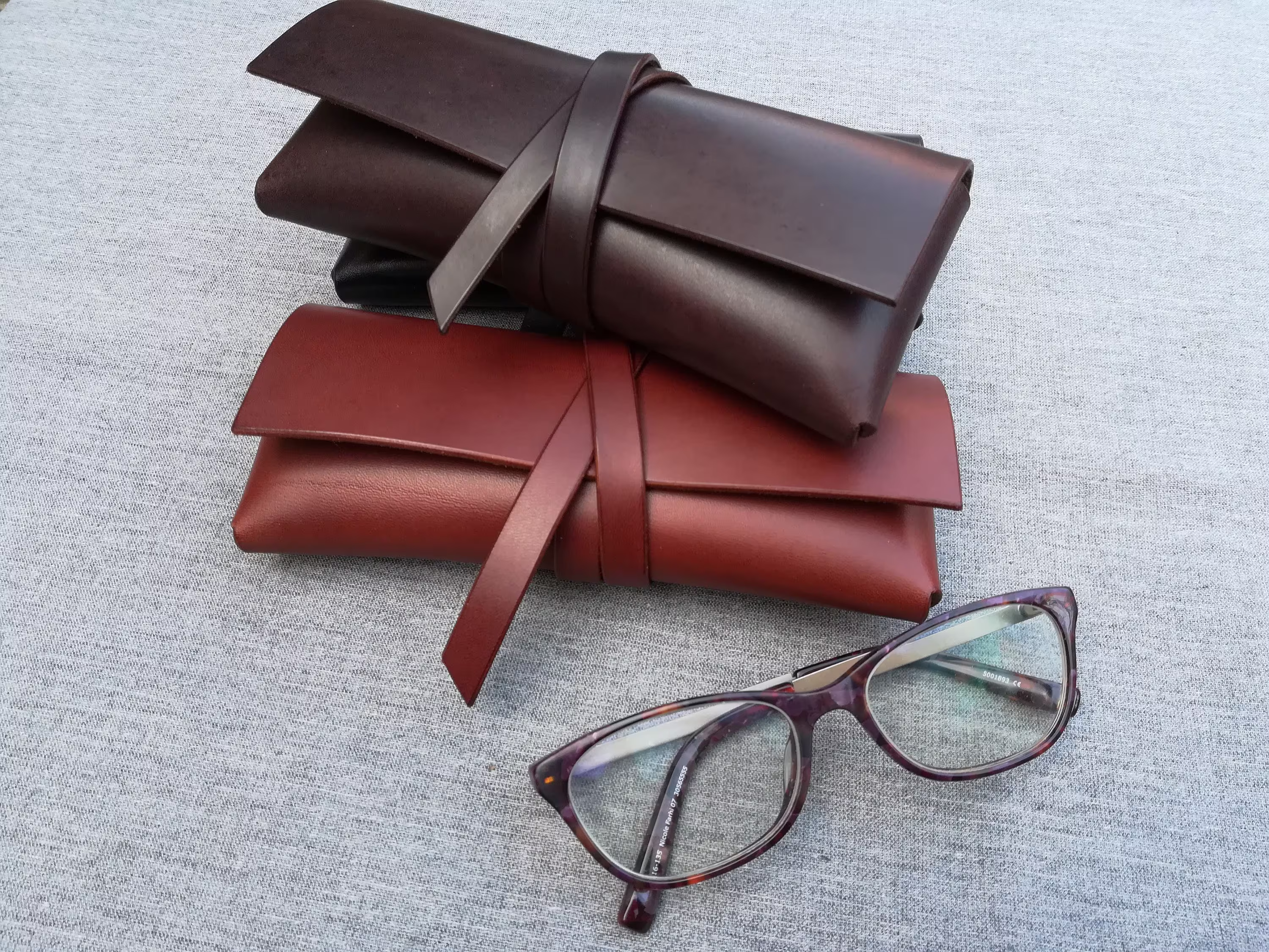 Leather Glasses Case Handmade in Premium Italian Leather, Whiskey Brown Sunglasses Case, Leather Spectacles Eyeglasses