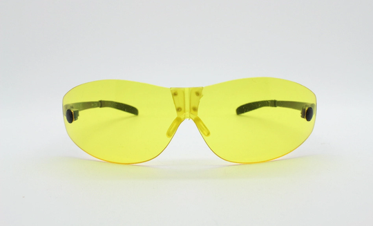 Y2K Vintage Visor Sunglasses. Blazing Yellow Frameless Mono Lens Shield Design With Black Arms. 2000's Mini Mask. Super Hero. Cosplay
