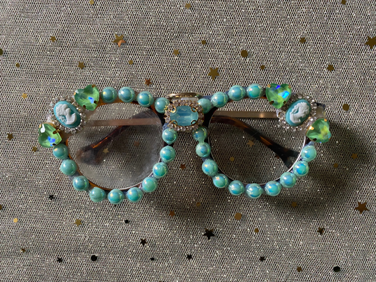 Christmas Sunglasses With Recycled Vintage Jewellery, Pearls, Diamanté Beads & Enamel Pins