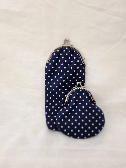 Navy Spotty Glasses & Coin Purse Gift Set/Kiss Clasp Purse/Kiss Case/Change Purse/Eyewear Case/Kiss Lock Set