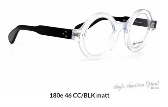 Anglo American 180E Clear Frosted Effect Round Eye Glasses Frames With Black Arms Cc/Blk Matt