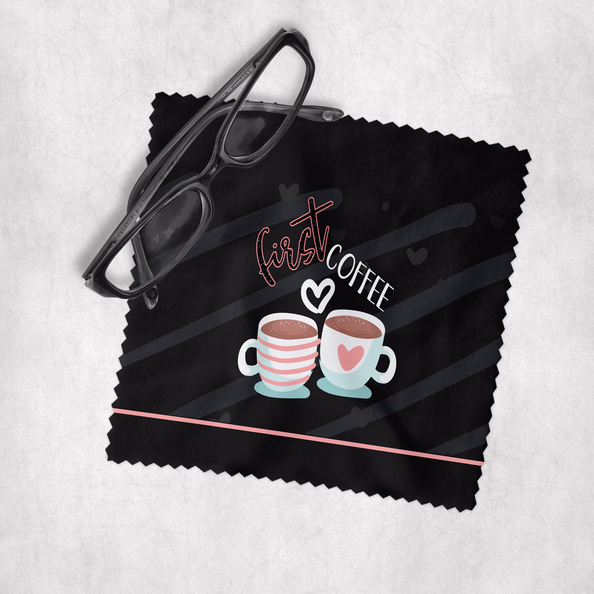First Coffee - Microfiber Lens Cleaning Cloth For Eyeglasses, Cameras, Smartphones & All Screens