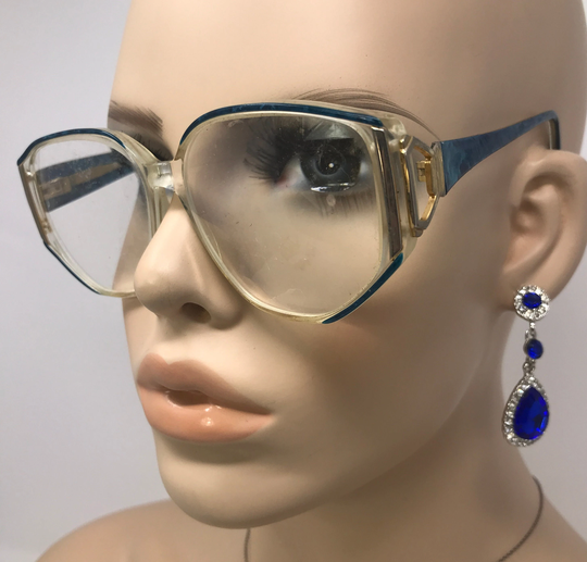 Vintage Boots Zinnia Eyeglasses Glasses Frame Blue Clear Square Used Eyeglass Frames Retro