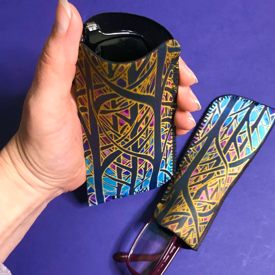 Sky Trees Glasses Case - Slip On Protective Sunglasses Cover Soft Fabric Portable Spectacles Pouch Pocket Reading