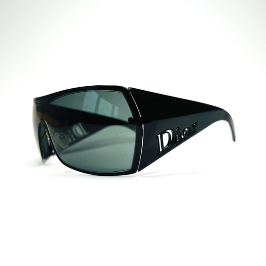 Christian Dior Sunglasses Gaucho 2 Shield Oversized Wrap Visor Ski Black Logo Monogram Vintage Y2K 90S Authentic