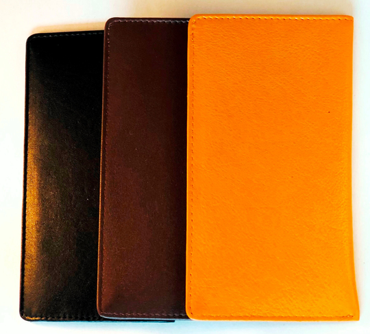 standard Size Quality Nappa Leather Eyeglass/Glasses Slip Case - Various Colors