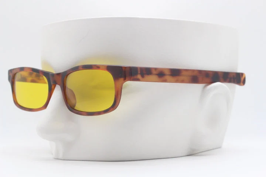 90S Vintage Rectangular Sunglasses. Matt Tortoise 60S Style Mod Frame With Psychedelic Canary Yellow Lenses. Bnwt. 80S. Nos