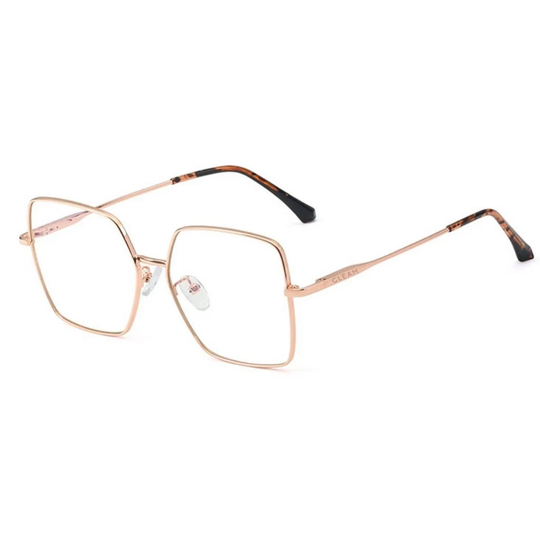 Retro Rose Gold Oversized Square Computer Glasses | Blue Light Blocking Anti Fashion Eyewear Women's Specs