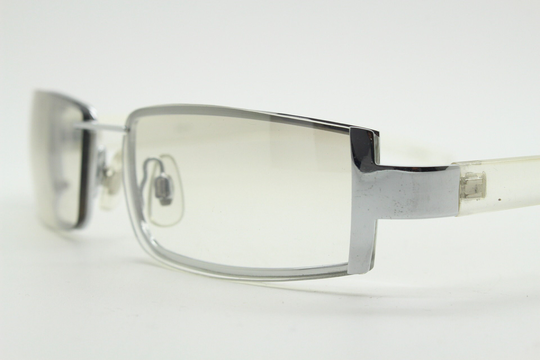 Y2K Vintage Wraparound Sunglasses. Low Profile Stark Chrome Frame With Extra Light Tone Graduated Mirror Lenses. 2000's. 90S. Nos