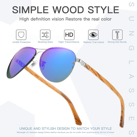 Wooden Arm Aviator Sunglasses Resin Lens Prescription Glasses Groomsmen Proposal Eye Frames