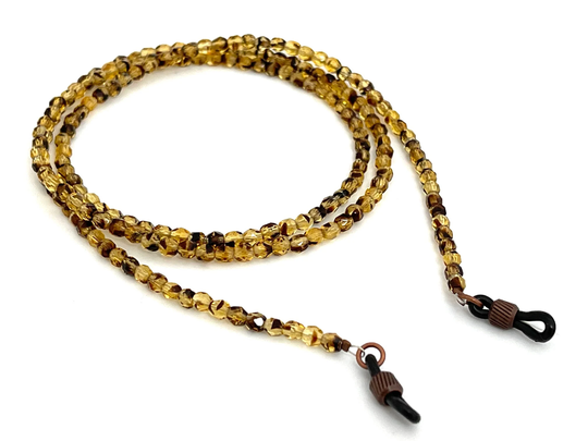 Tortoise Shell Glasses Chain, Eyeglass Sunglass Czech Bead Chain Holder Reading Glass Gift For Her Ec063 Lc2-4