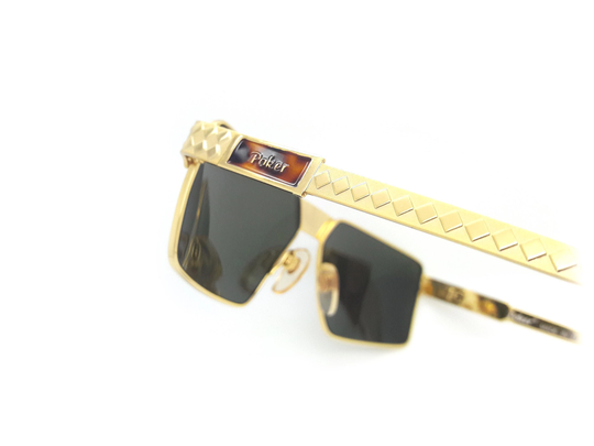 90S Vintage Square Gold Aviator Sunglasses Poker 1024 Col 3 // Made in Italy Genuine 1990S New Old Stock