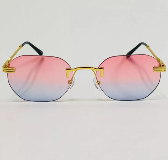 Sunglasses Shades Eyeglasses Classy Hip Hop Nice Rimless Sophisticated 2 Pink Blue Wood Buff Retro 90S Rapper Gangster
