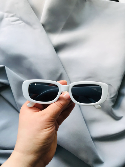 White & Black Small Retro Rectangular Sunglasses | Trendy Y2K Small Square Vintage Unisex Fashion More Colours Available
