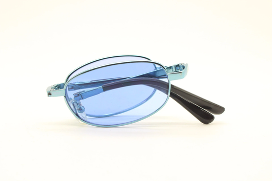 Y2K Micro Foldable Rectangular Sunglasses. Sky Blue Lenses in A Matching Small Folding Compact Frame. Folder. Rave 2000S. 90S Nos