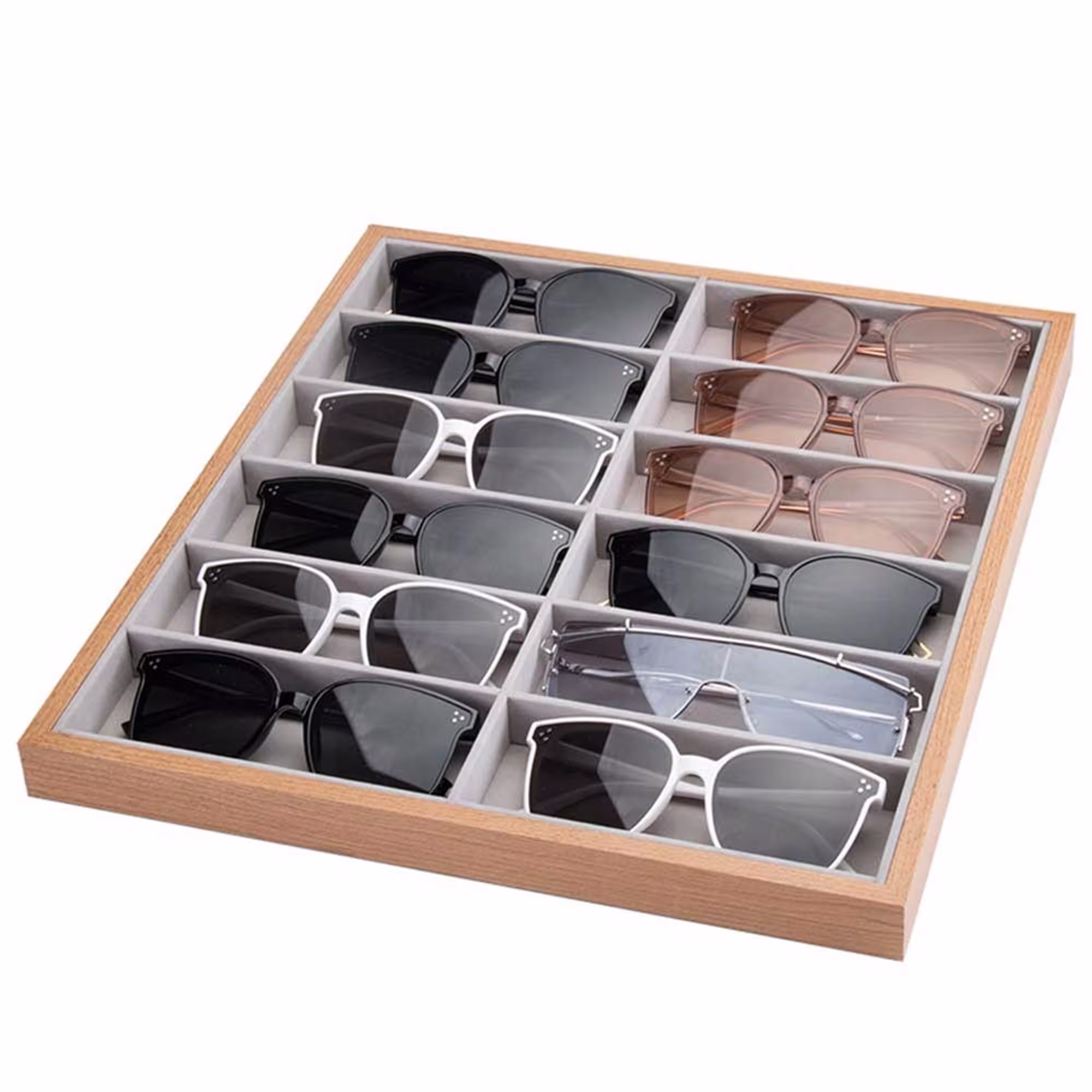 New Glasses Storage Rack Sunglasses Dispaly Tray 12 Grid Velvet Display Case Eyeglasses Organizer Box Shop Window