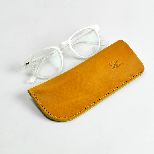 Yellow Leather Glasses Case | Spectacles Sleeve Handmade Sunglasses Pouch Missouri Collection