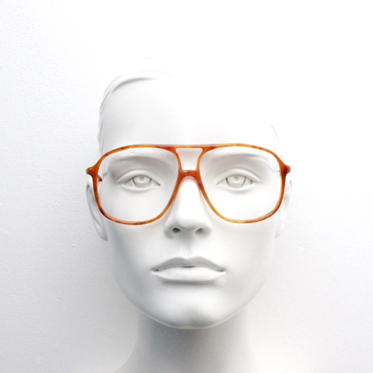 70S Vintage Acetate Square Aviator Glasses. Vibrant Mottled Amber Autumnal Tone Optical Frames. Prescription Eyeglasses. Rx Aviators