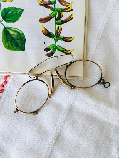 Vintage Antique Eye Glasses, Eyeglasses From 1920S, Art Deco, 1920S Spectacles, Original Metal Rim Reading Teacher Glasses
