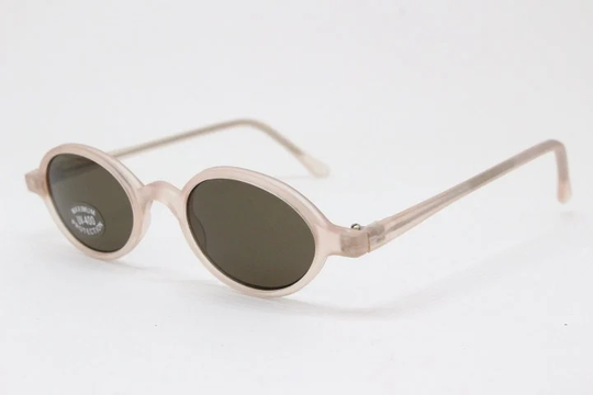 90S Vintage Small Oval Sunglasses. Transparent Frosted Micro Frame With Brown Lenses. Unused Nos. Steampunk