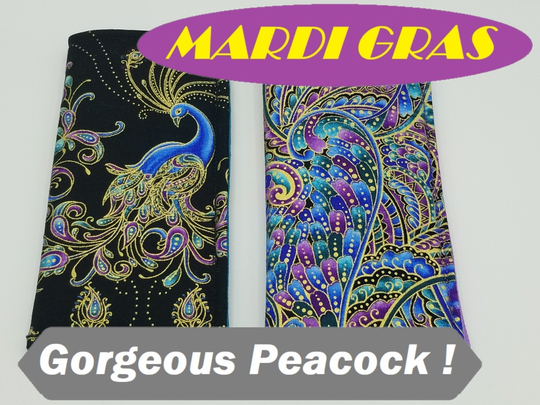 Eyeglass/Sunglass Case, Gorgeous Peacock/Mardi Gras Motif. Lined/Padded. Awesome Gift Adults, Teens, Kids. -Glasses Not Included