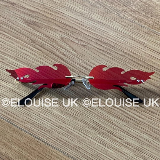 Red Flame Sunglasses Fire Funky Festival Outfit Rave