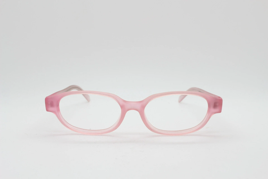 90S Vintage Rectangular Low Profile Glasses. Transparent Pink Frosted Finish Optical Frames. Prescription Eyeglasses. Rx Spectacles