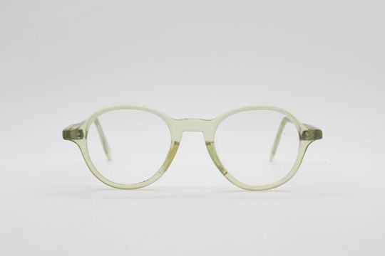 Vintage 30S Pale Green Crystal Glasses. Transparent Slim Unique Antique Optical Frame. Prescription Eyeglasses. Lucite Rx Spectacles