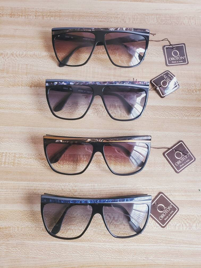 Vintage Sunglasses Oroton 1980S Made in Italy 4 Colors Blue/Purple/ Mocca Silver & Brown/Gold Pattern