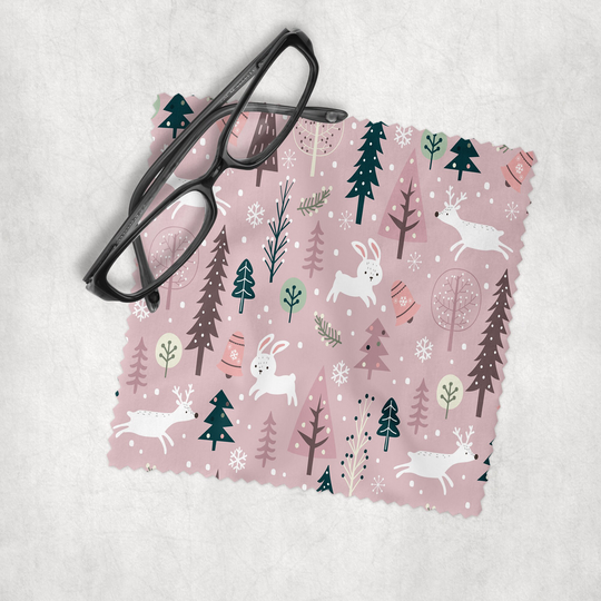 Bunnies & Reindeer - Microfiber Lens Cleaning Cloth For Eyeglasses, Cameras, Smartphones All Screens