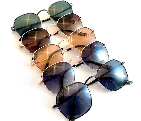Vintage 60's Style Sunglasses, Unisex Vintage Sunglasses, Hexagon Retro Shades, Metal Frame Sunglasses