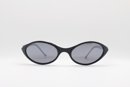 90S Vintage Shield Sunglasses. Angular Oval Matt Black Curved Wraparound Flexible Frame With Mirrored Lenses. Bnwt. Rave, Club Kids. Nos