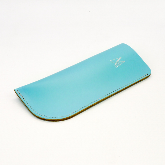 Leather Glasses Case // Light Blue Handmade Spectacles Bright Sky Sunglasses Pouch Chroma
