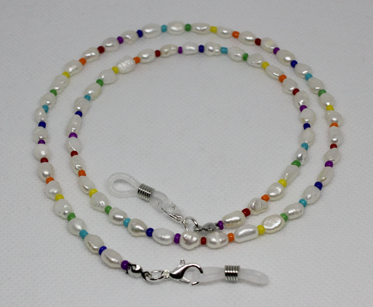 Rainbow Freshwater Pearls Glasses Holder, Spectacles Sunglasses Chain, Chain