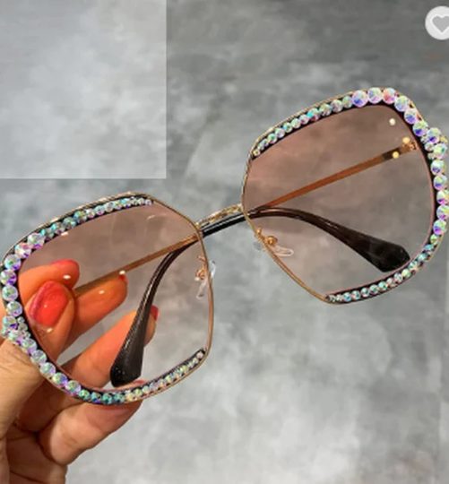 Luxury Rhinestone Square Sunglasses Women Fashion Outdoor Oversized Shades Uv400