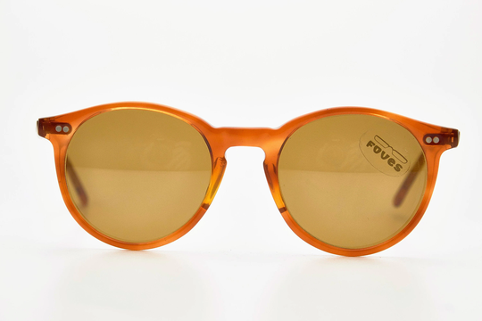 Vintage Sunglasses Foves 123/3 Glasses Frame Eyewear Classic Brown Round Lenses Luxury Metal Famous Man