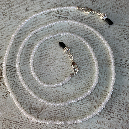 White Eyeglass Lanyard Chain Beaded Holder Glasses For Women