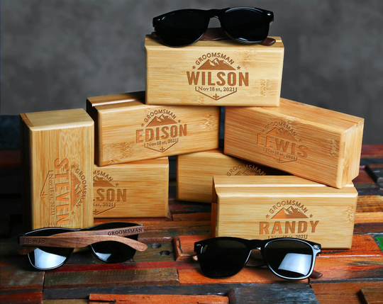 Groomsmen Gifts, Personalized Sunglasses, Custom Engraved Wood Best Man Gift, Proposal Gift For Him