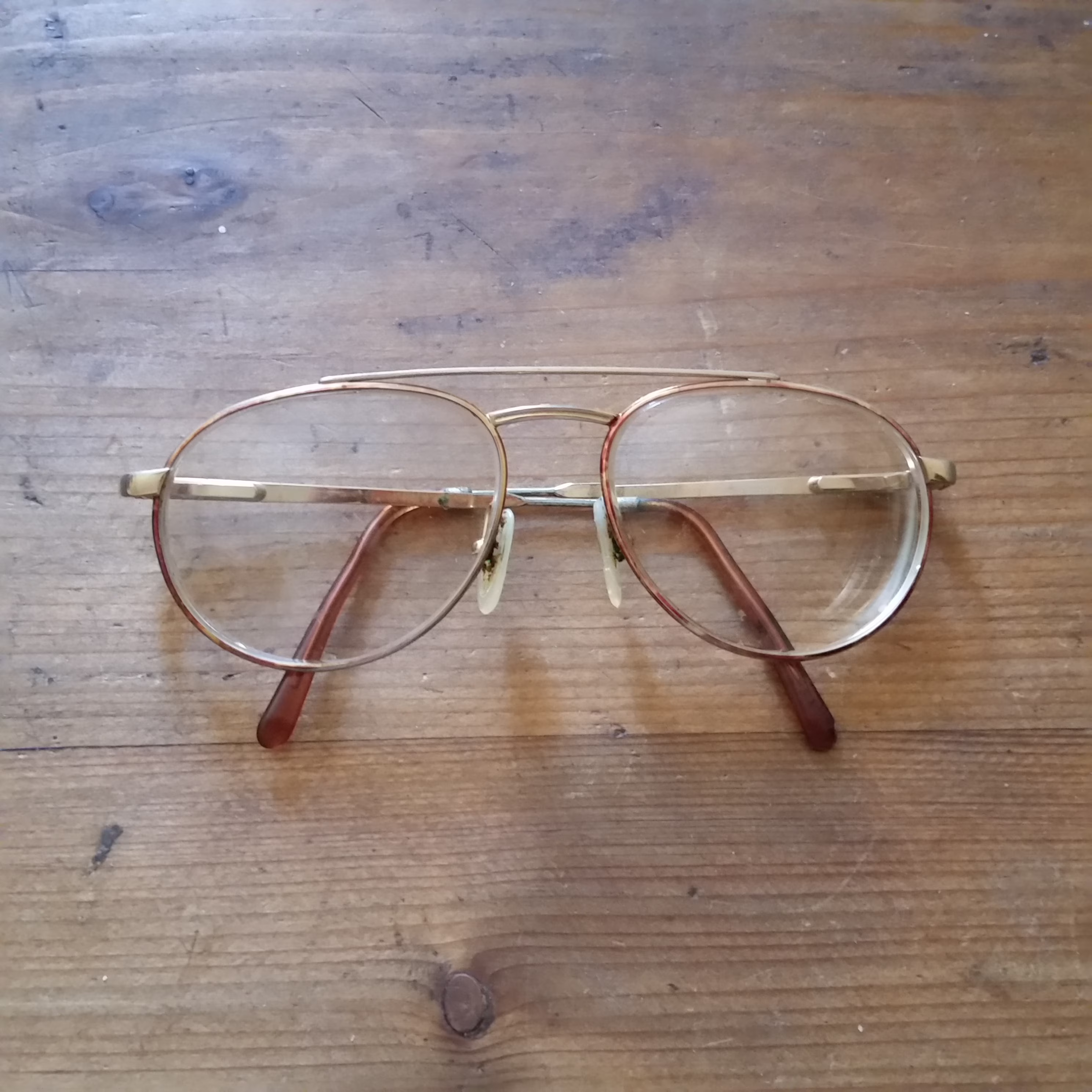 Vintage Aviator Eyeglasses By Carrera, 5772, Glasses From Austria With Classic Retro Style Design Gold & Bronze Metal Frames