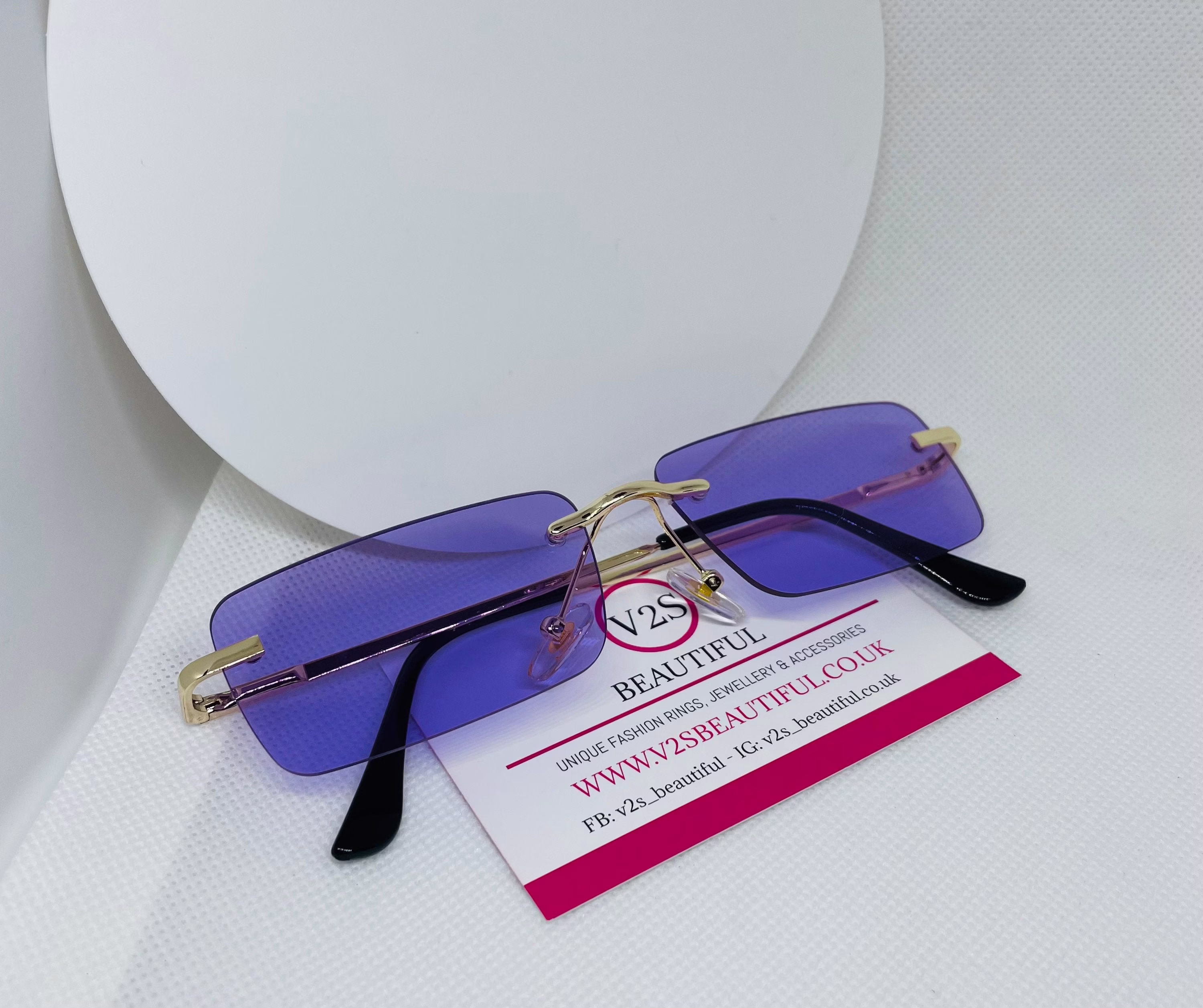 Purple Sunglasses, Lens Rimless Y2K Festival 90S Fashion Trendy Unisex Vintage Style, Sunglasses UK