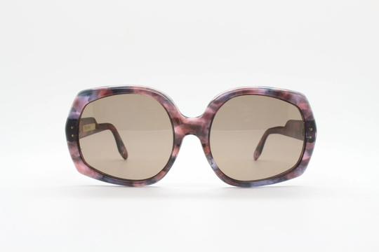 60S Vintage Oversized Hexagon Sunglasses. Phenomenal Womens Dreamy Purple Tones Acetate Frame With Luxury Real Glass Lenses. Bnwt. Nos 70S