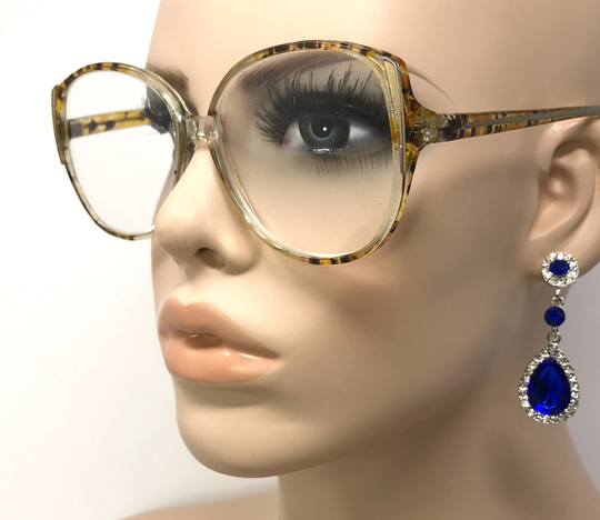 Vintage Ladies Eyeglasses Glasses Frame Clear Amber Square Flecked Used Eyeglass Frames Retro