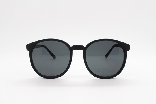80S Vintage Round Sunglasses. Slightly Oversized Slim Black Frame in A Rubber Finish With Matching Lenses. Unworn. Bnwt