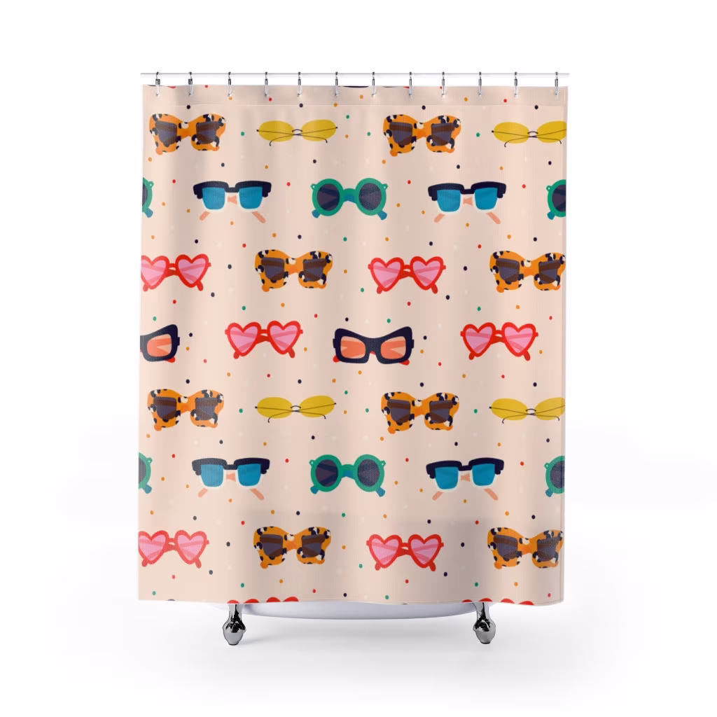 Various Trendy Sunglasses Hand Drawn Cute Shower Curtain