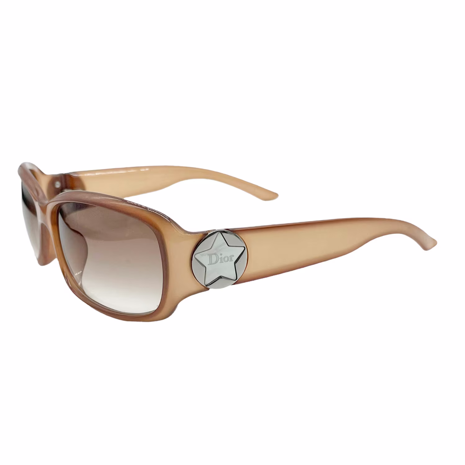 Dior Sunglasses - Authentic Star Logo Chunky in Beige Tan Orange 90S Vintage Y2K