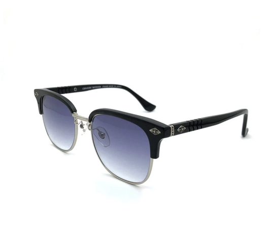 Custom Chrome Sunglasses - Vertical Smile Style Cross & Fleur Motifs