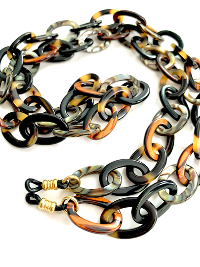 Limited Edition Italian Acetate Glasses Chain in Fall Toned Tortoise Shell Palette | Sunglass Made Nyc