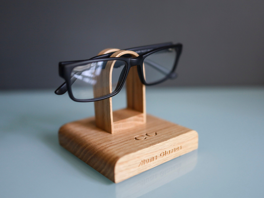 Personalised Eyeglasses Stand/Gifts For Grandparents Grandad Gift Holder Retirement Father's Day Solid Oak